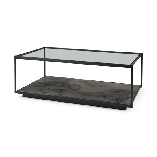 Clear & Black Glass Coffee Table