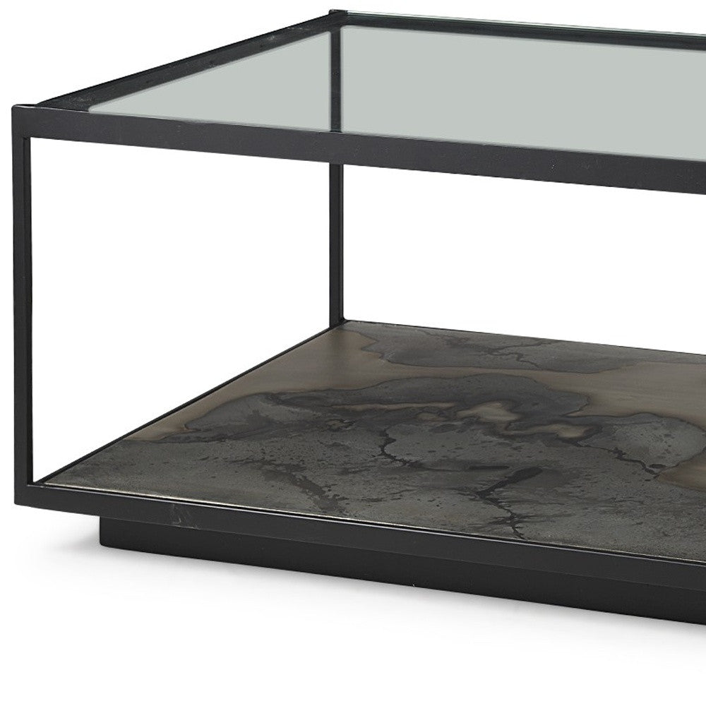 Clear & Black Glass Coffee Table