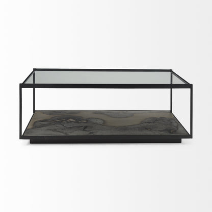 Clear & Black Glass Coffee Table