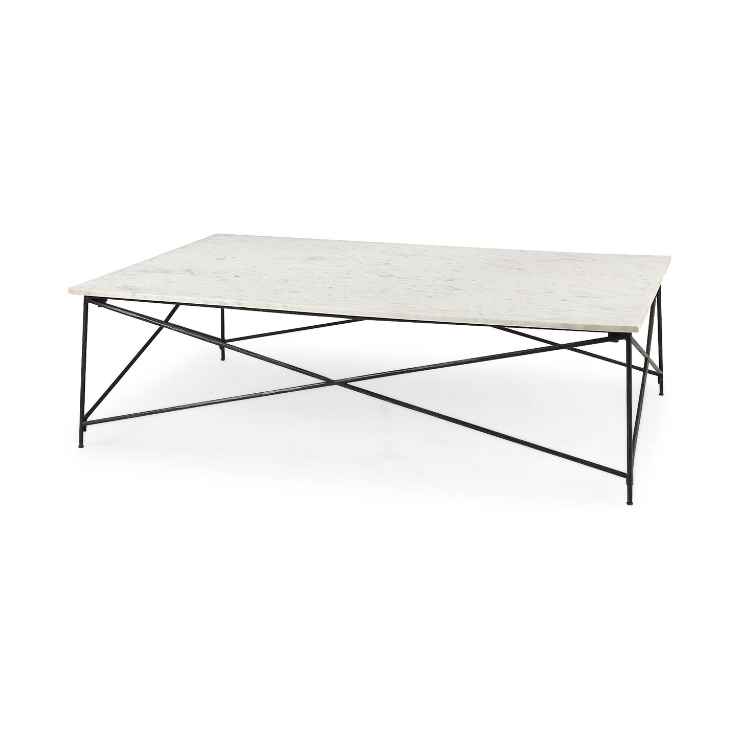 White Genuine Marble & Metal Coffee Table image 4