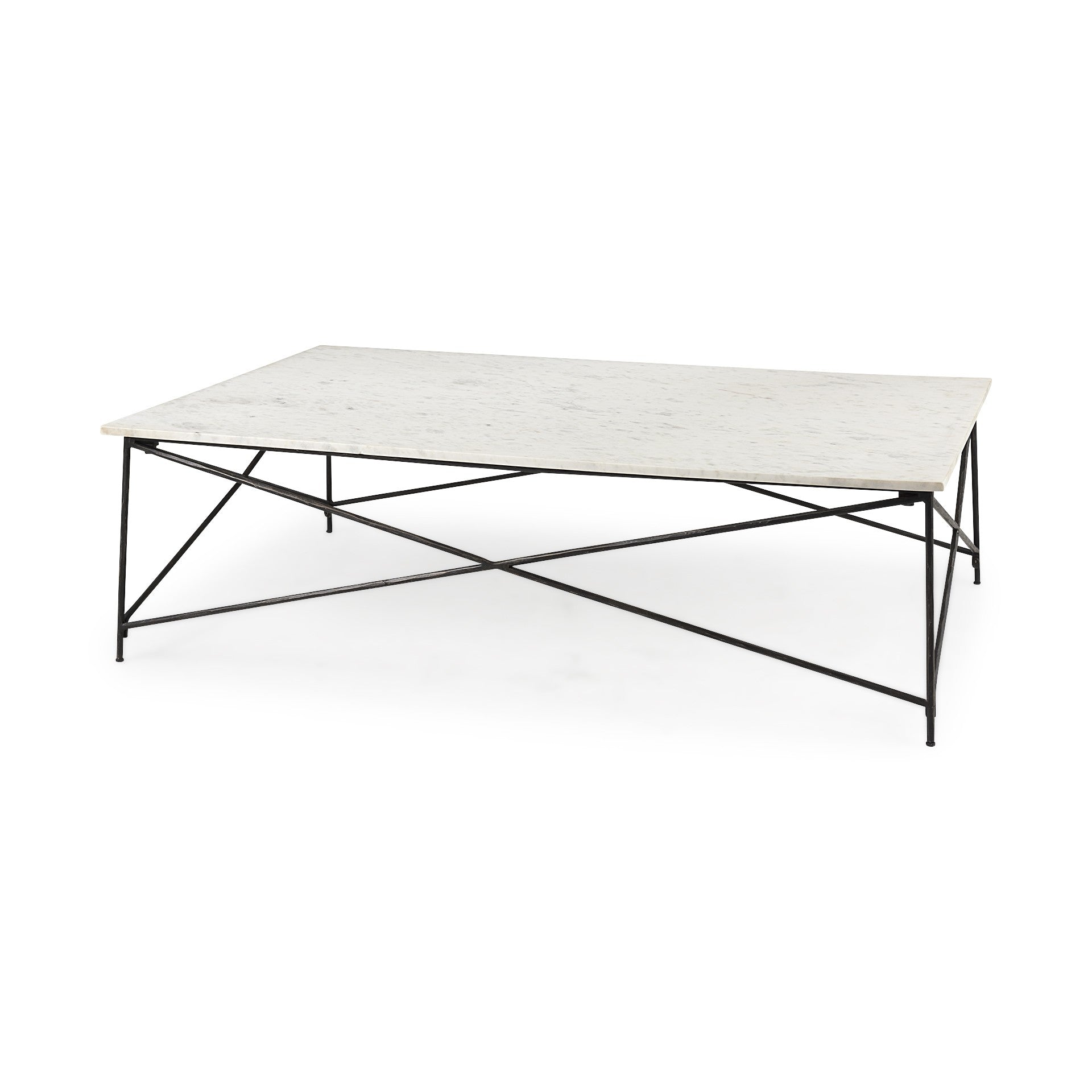 White Genuine Marble & Metal Coffee Table image 4