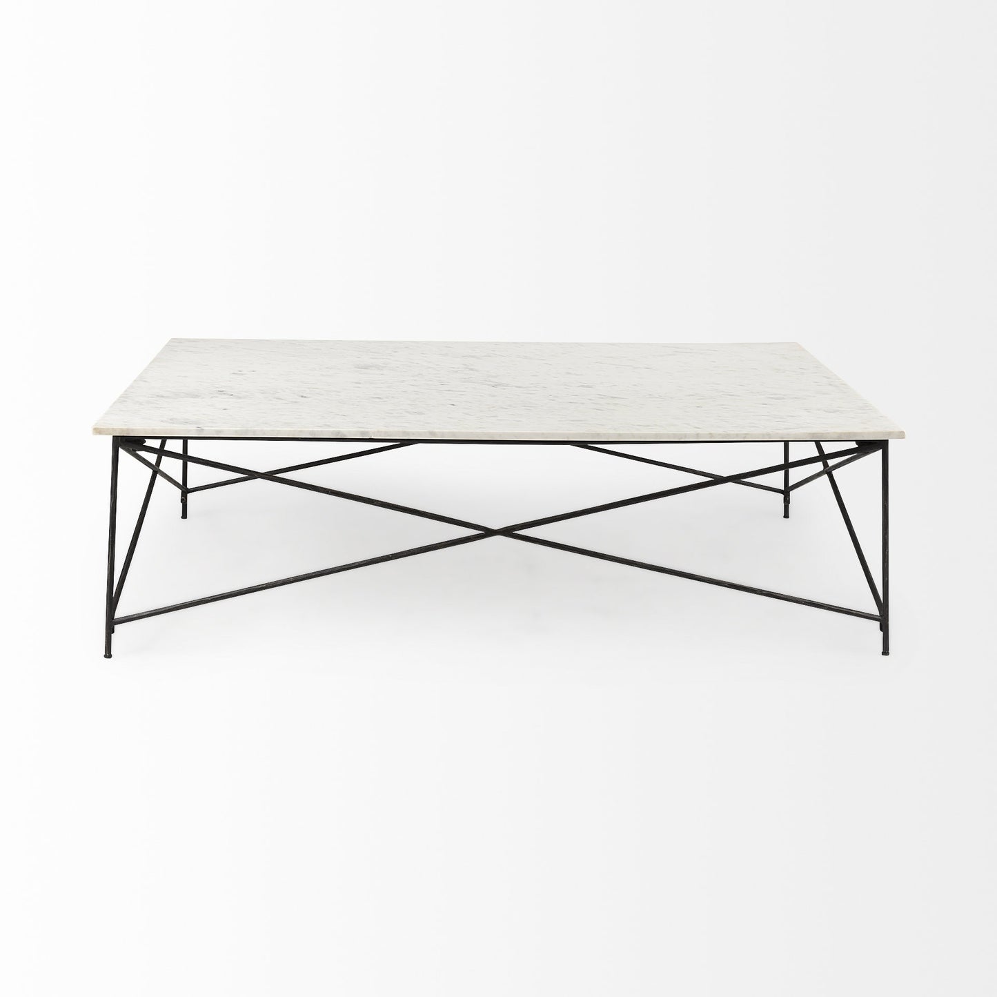 White Genuine Marble & Metal Coffee Table image 2