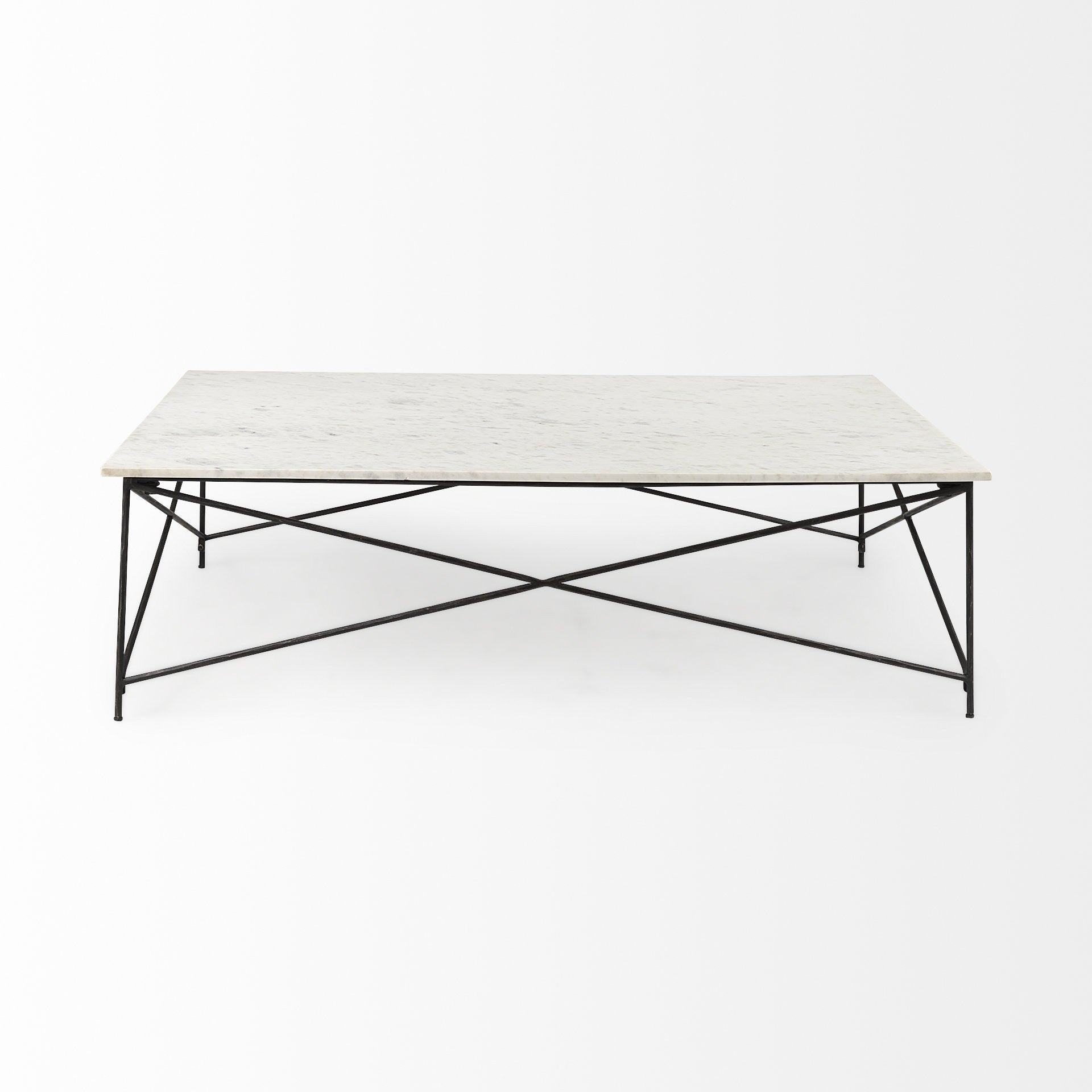 White Genuine Marble & Metal Coffee Table image 2