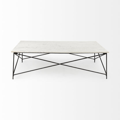 White Genuine Marble & Metal Coffee Table image 2