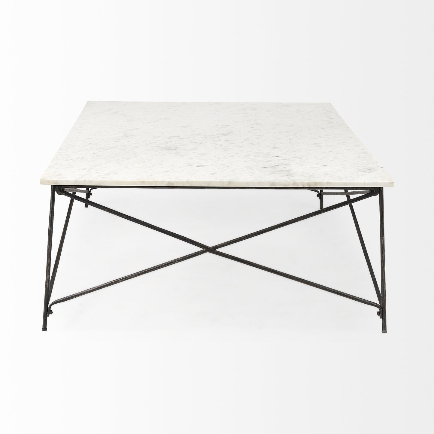 White Genuine Marble & Metal Coffee Table image 3