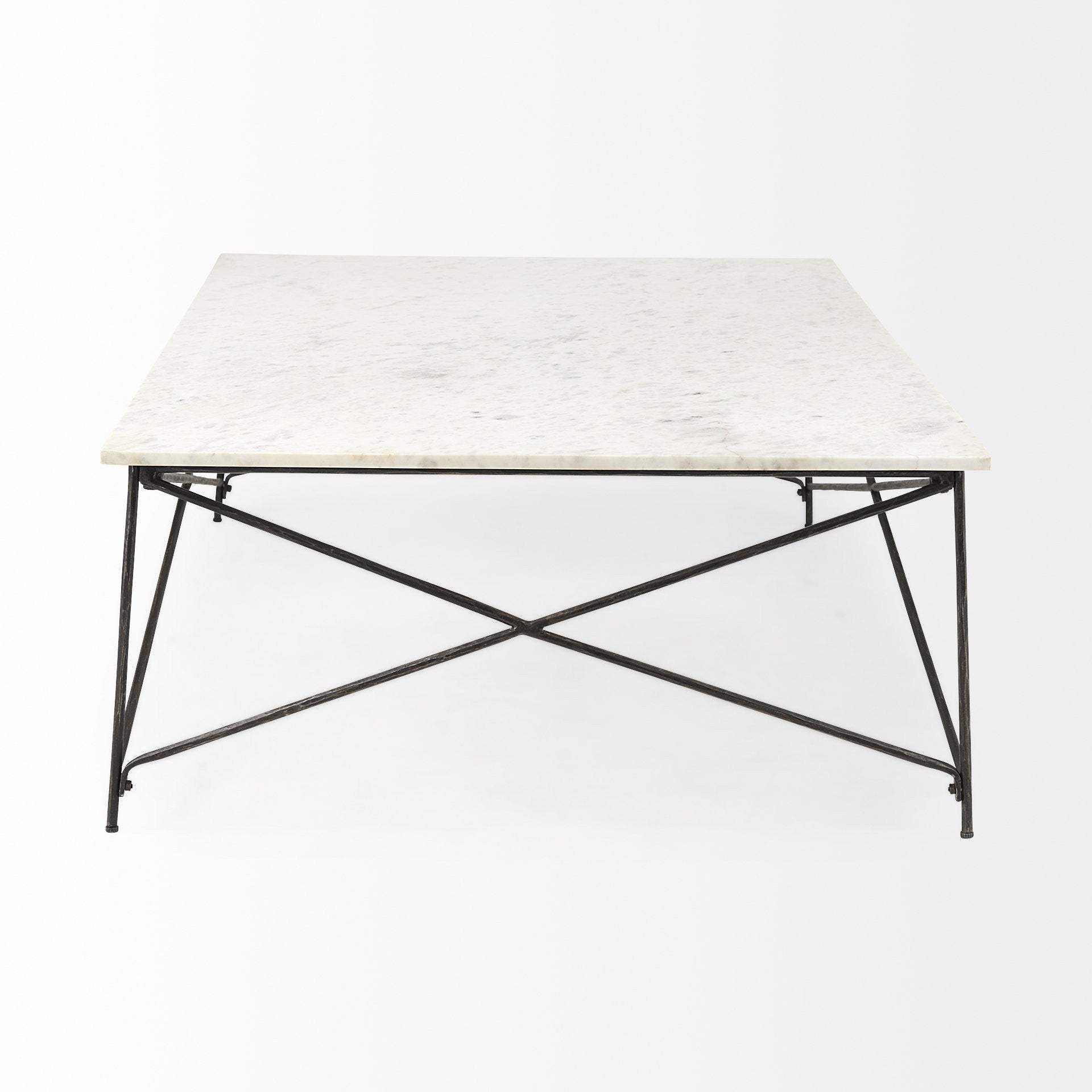 White Genuine Marble & Metal Coffee Table image 3