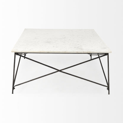 White Genuine Marble & Metal Coffee Table image 3