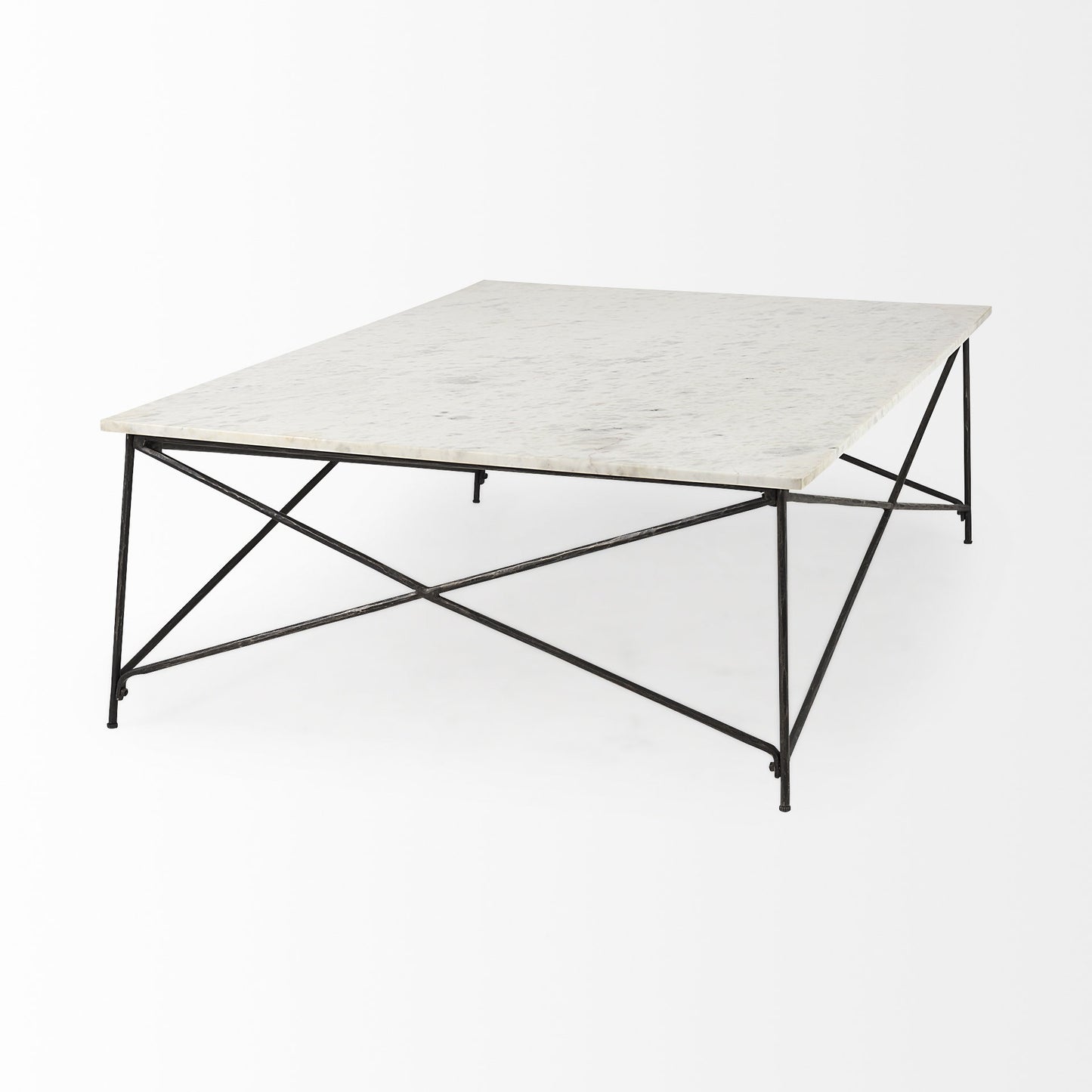 White Genuine Marble & Metal Coffee Table image 5