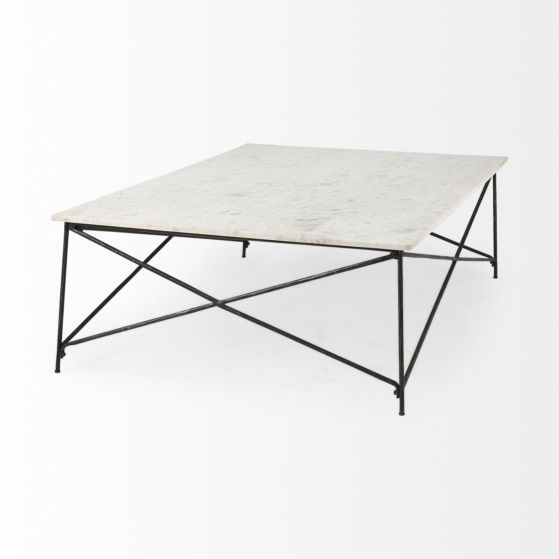 White Genuine Marble & Metal Coffee Table image 5