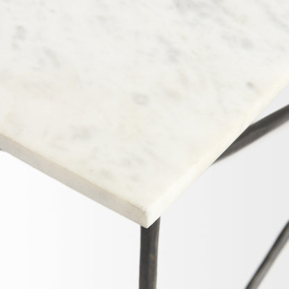 White Genuine Marble & Metal Coffee Table image 7