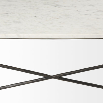 White Genuine Marble & Metal Coffee Table image 8