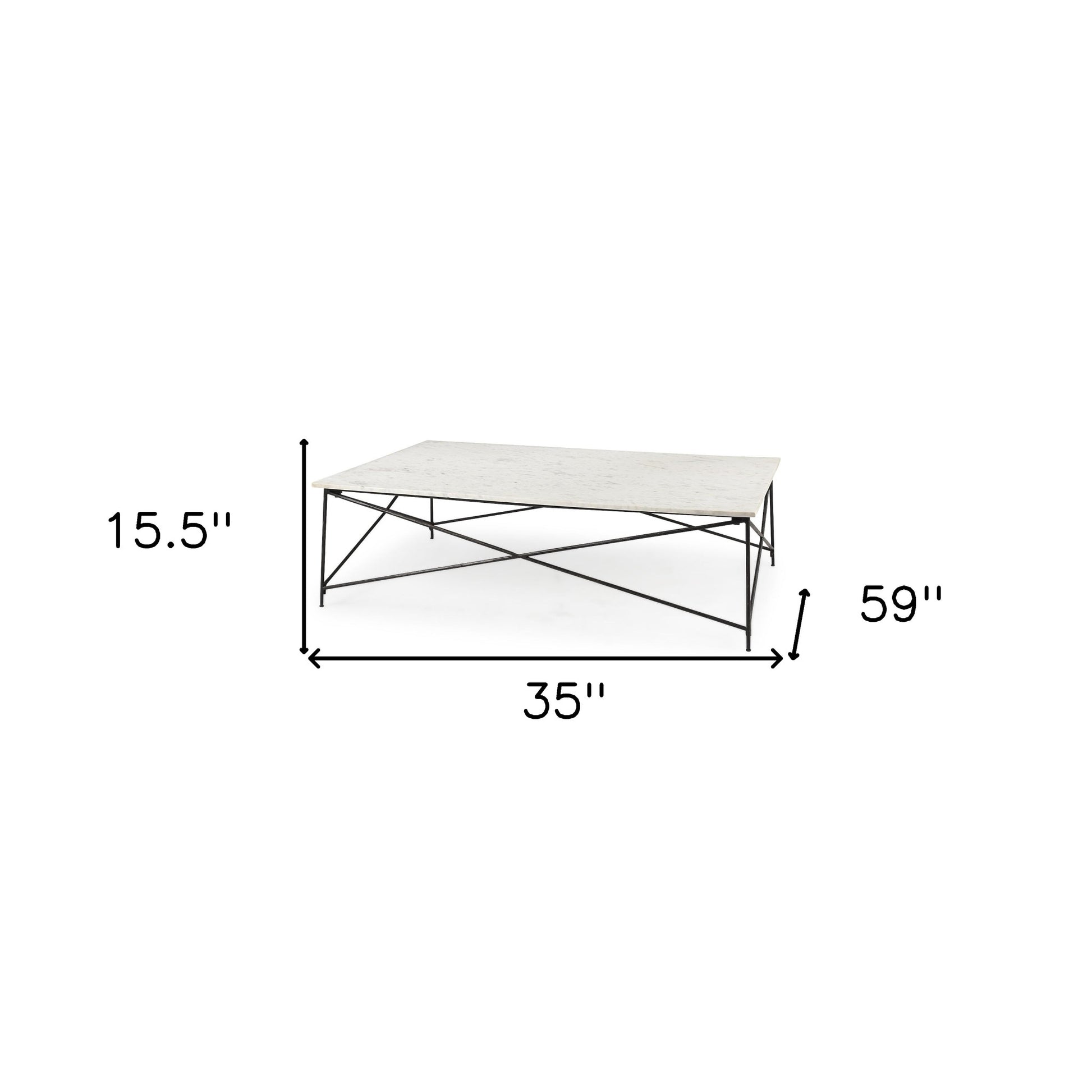 White Genuine Marble & Metal Coffee Table image 9