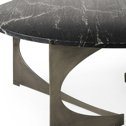 Black & Gold Genuine Marble & Iron Round Coffee Table image 9