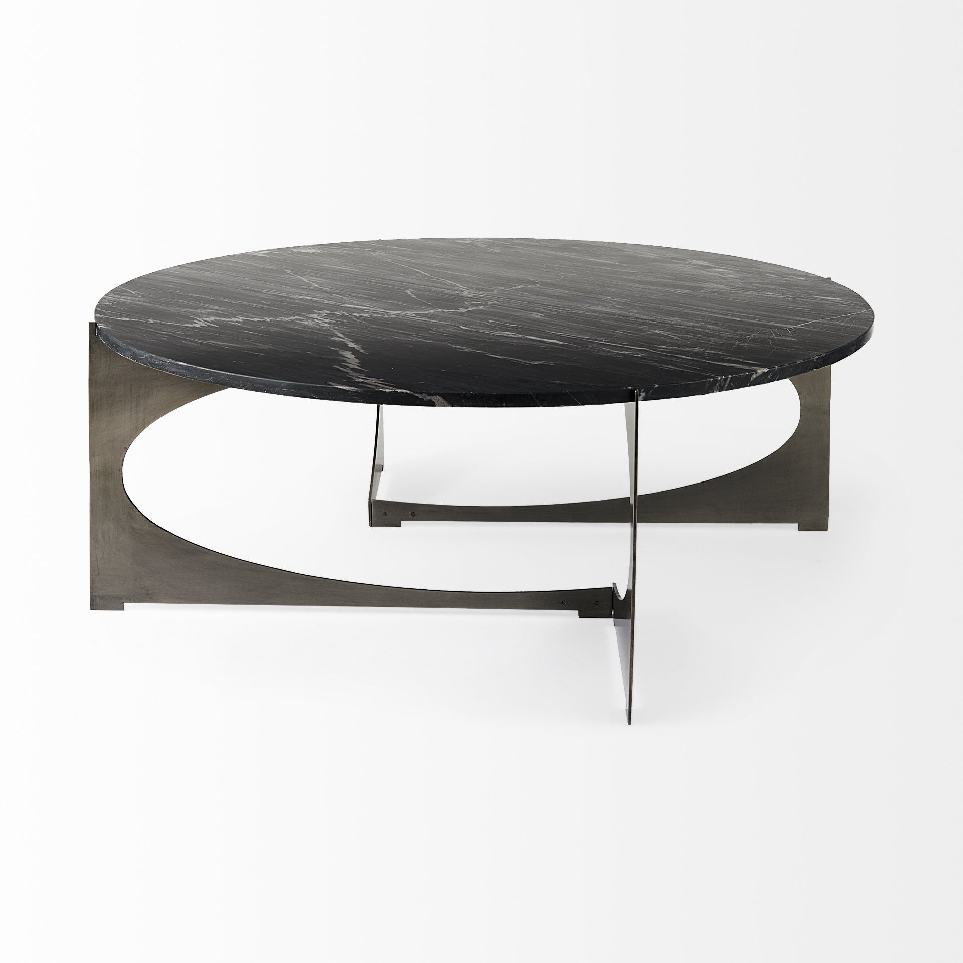 Black & Gold Genuine Marble & Iron Round Coffee Table image 6