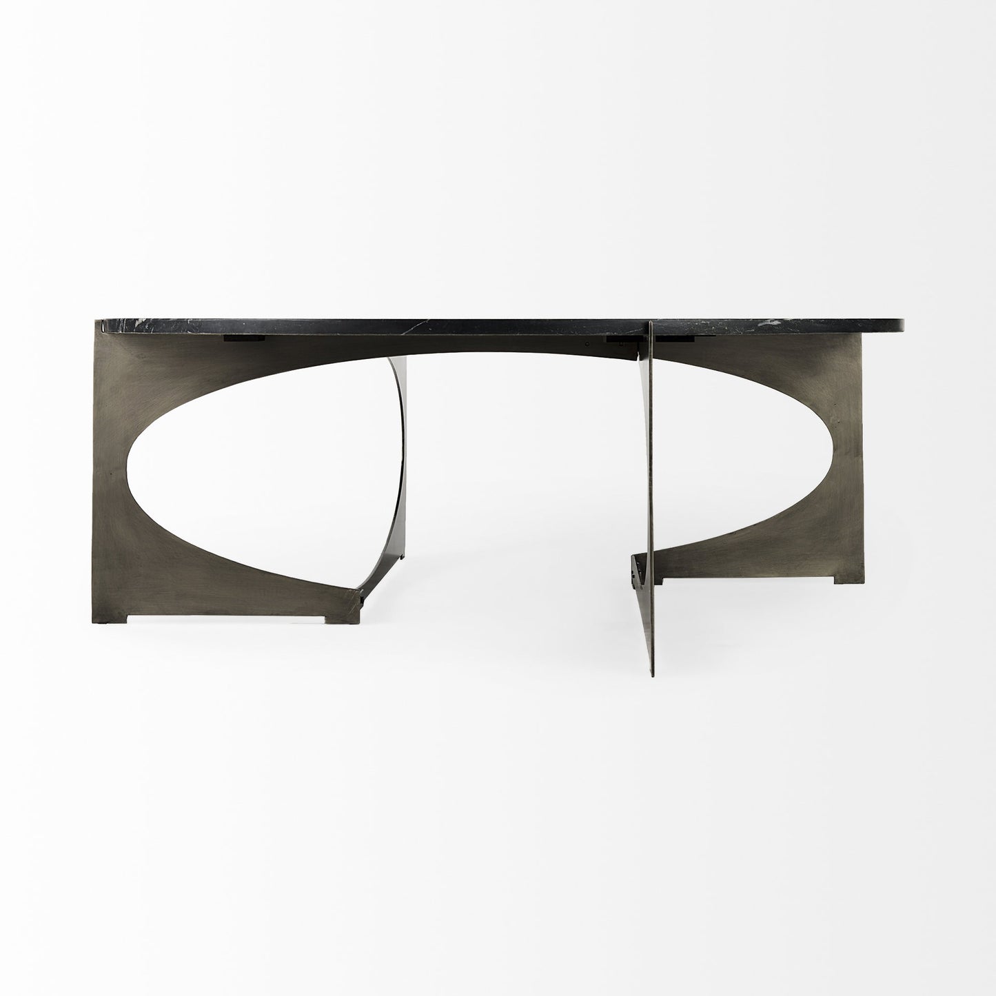 Black & Gold Genuine Marble & Iron Round Coffee Table