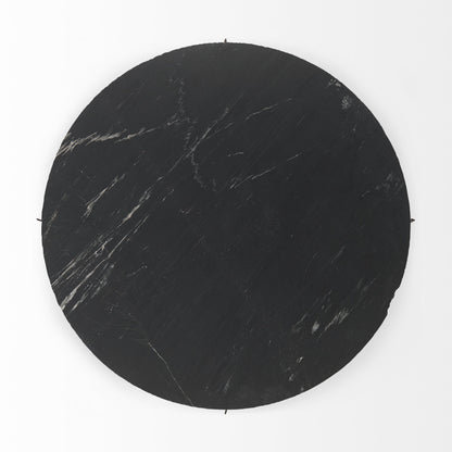 Black & Gold Genuine Marble & Iron Round Coffee Table
