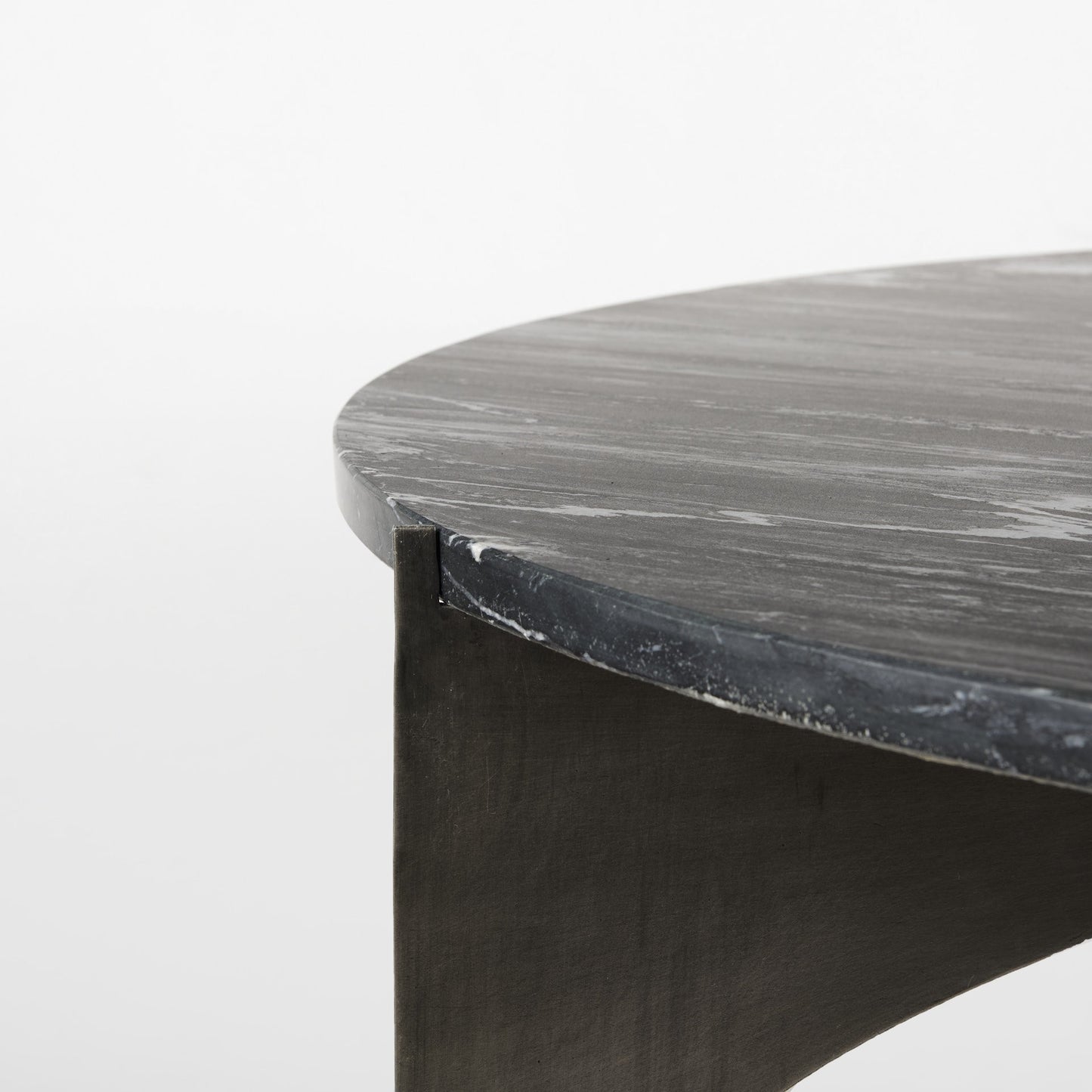 Black & Gold Genuine Marble & Iron Round Coffee Table
