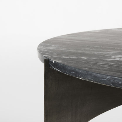 Black & Gold Genuine Marble & Iron Round Coffee Table