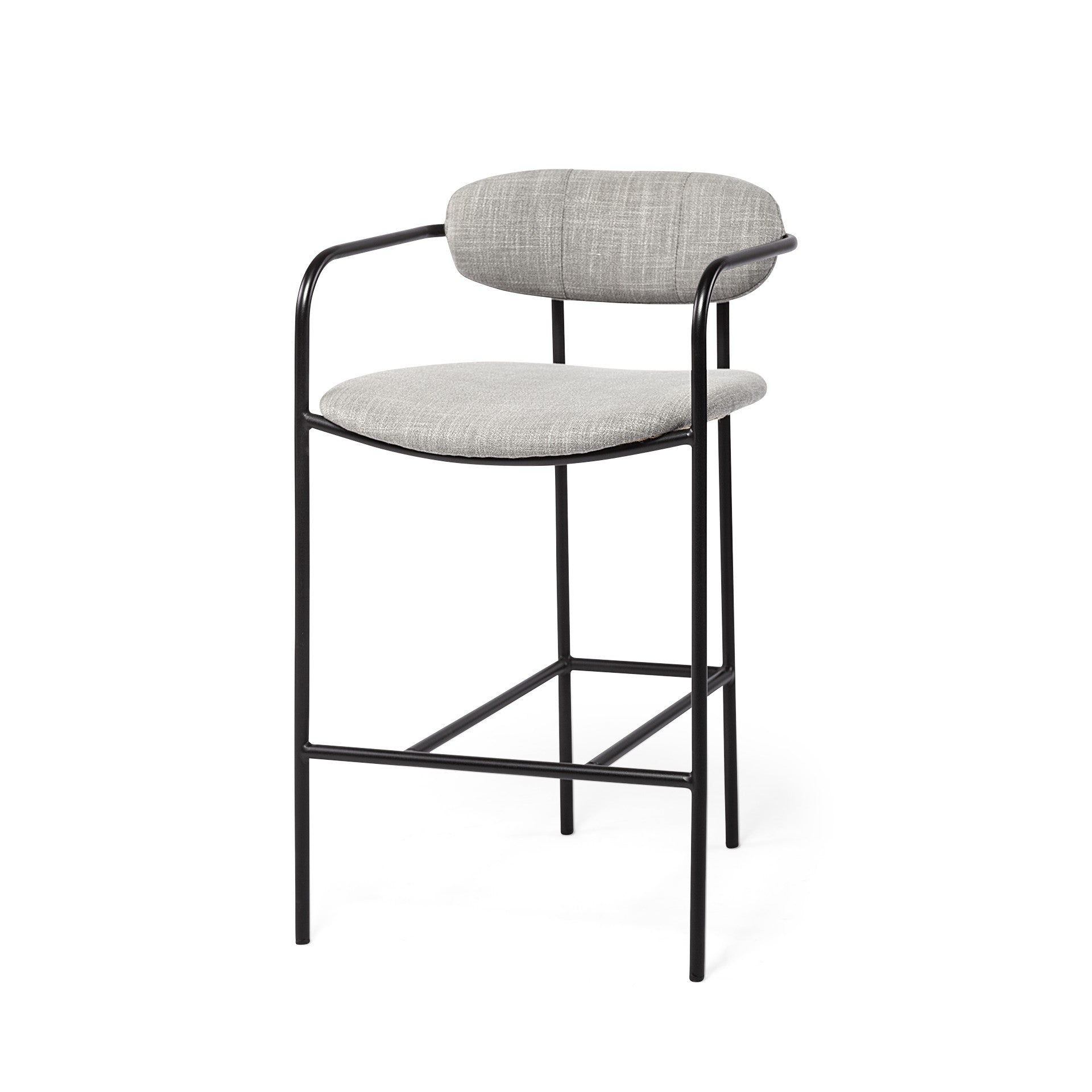 Gray & Black Upholstered & Metal Counter Height Bar Chair