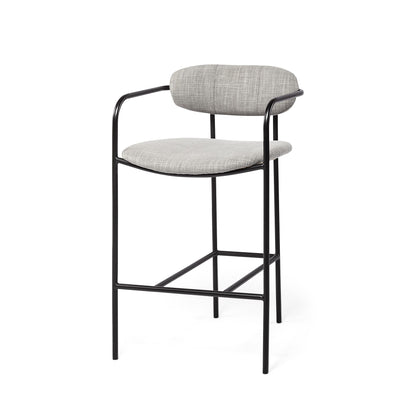 Gray & Black Upholstered & Metal Counter Height Bar Chair