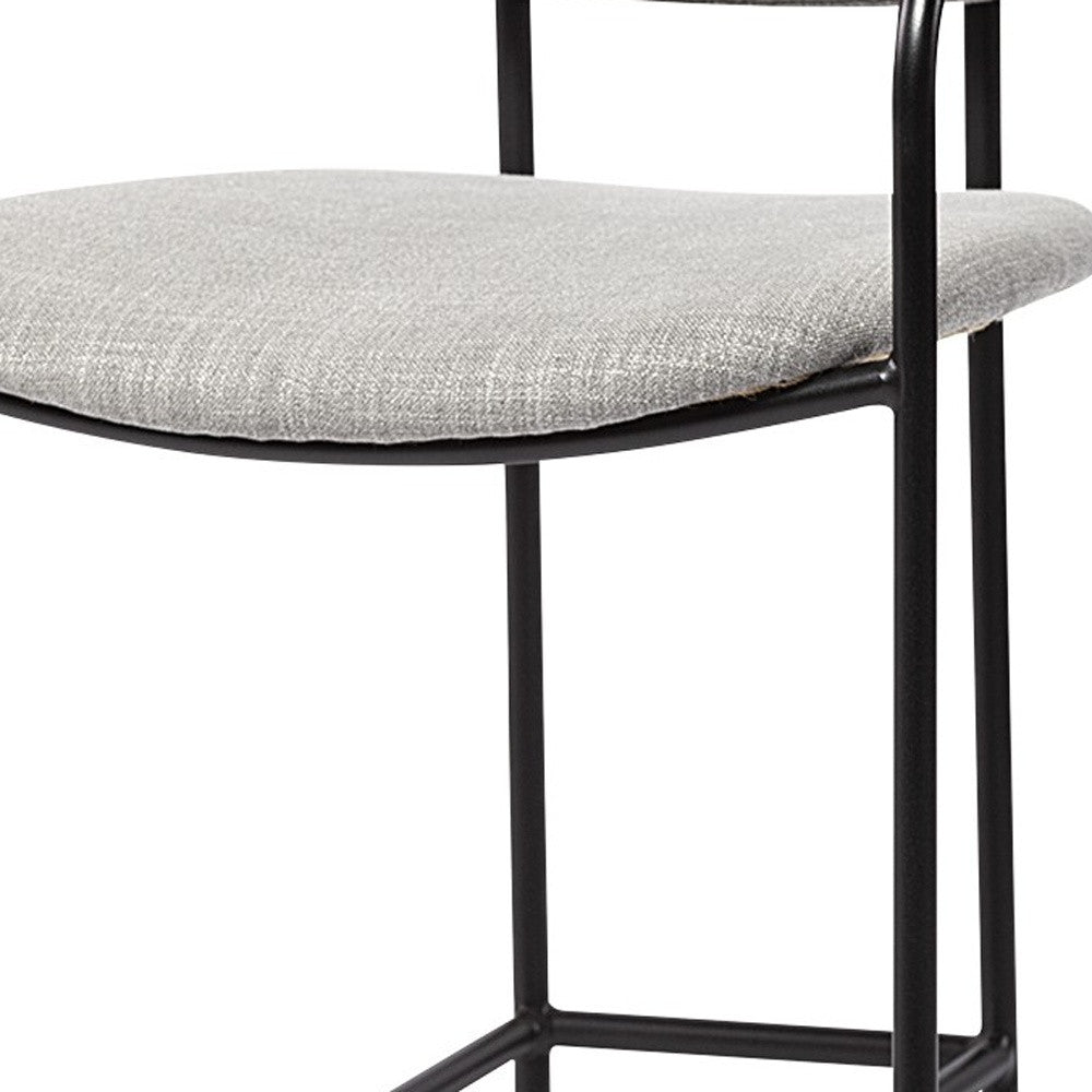 Gray & Black Upholstered & Metal Counter Height Bar Chair