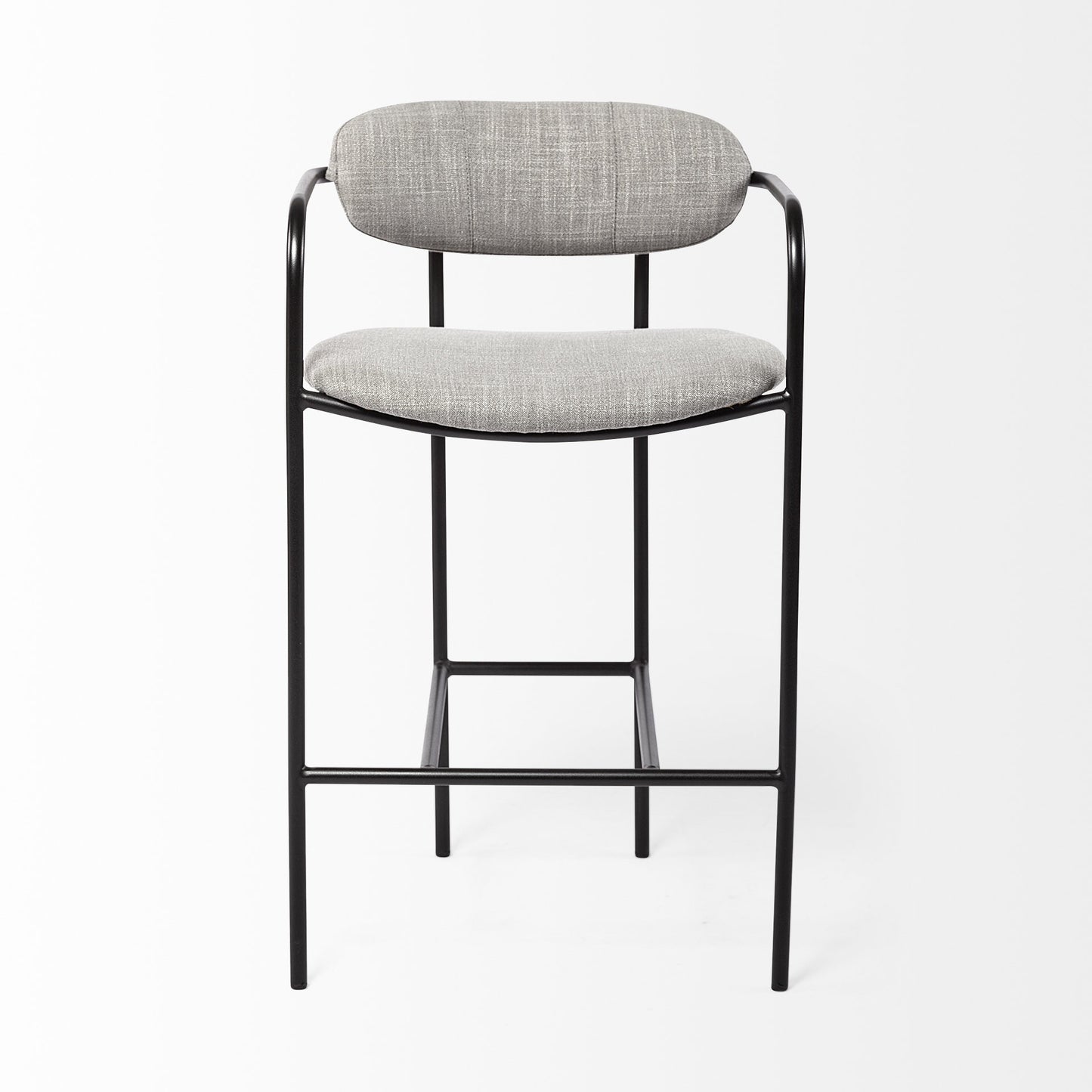 Gray & Black Upholstered & Metal Counter Height Bar Chair