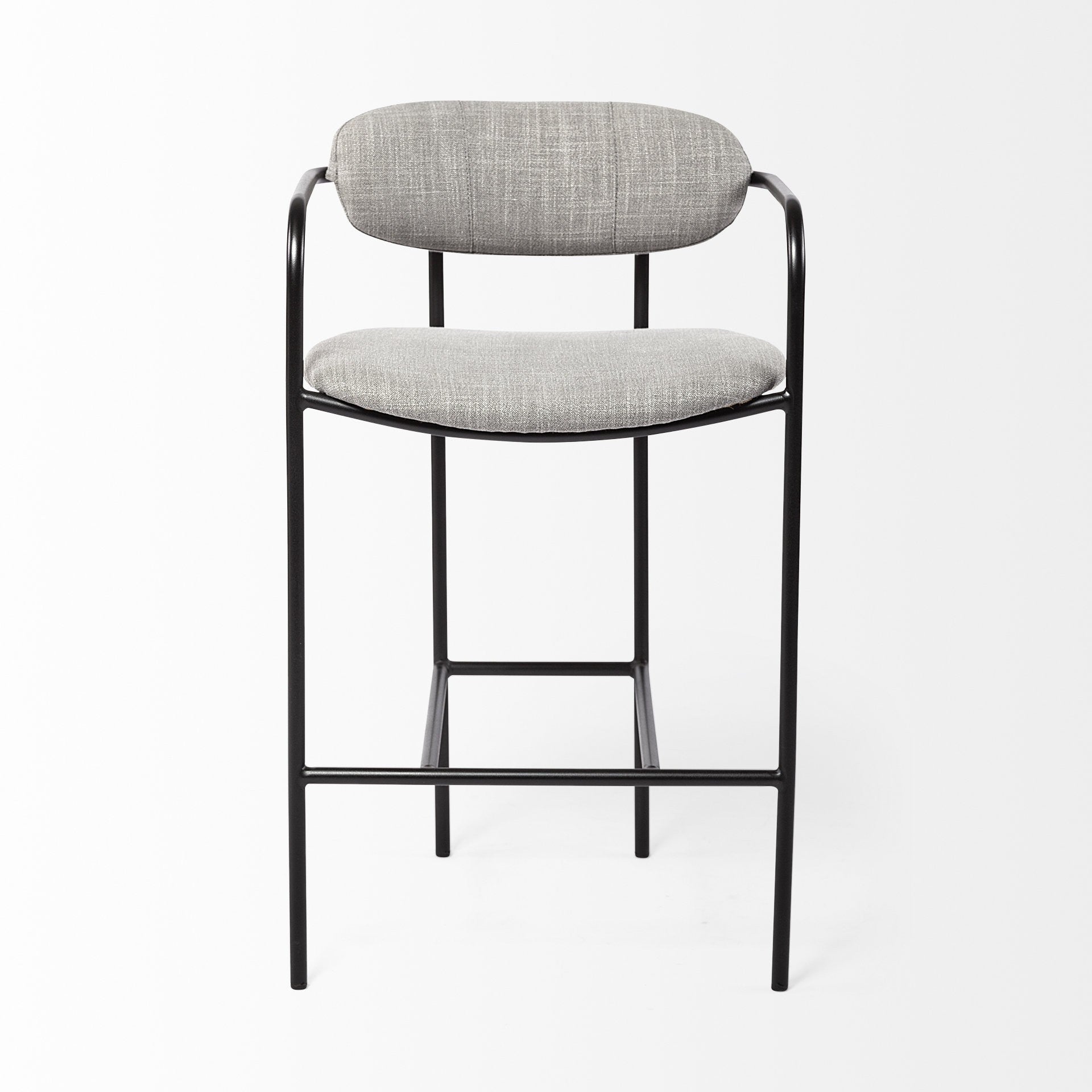 Gray & Black Upholstered & Metal Counter Height Bar Chair