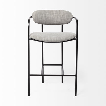 Gray & Black Upholstered & Metal Counter Height Bar Chair