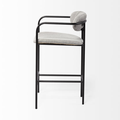 Gray & Black Upholstered & Metal Counter Height Bar Chair
