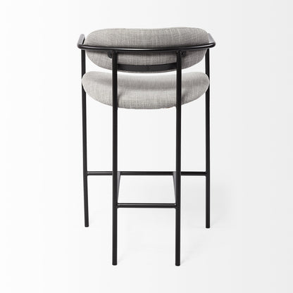 Gray & Black Upholstered & Metal Counter Height Bar Chair