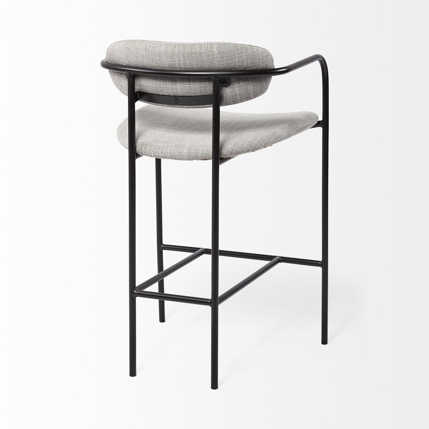 Gray & Black Upholstered & Metal Counter Height Bar Chair