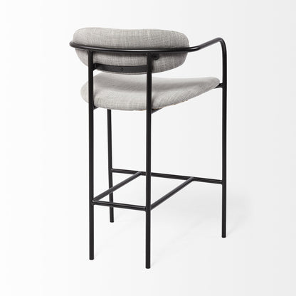 Gray & Black Upholstered & Metal Counter Height Bar Chair