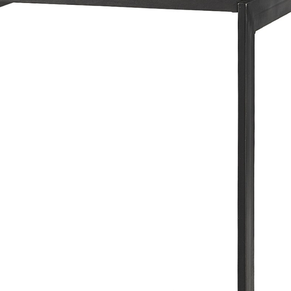 Black Solid Wood & Metal Backless Counter Height Bar Chair