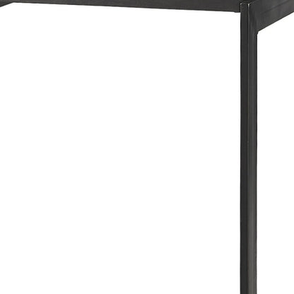 Black Solid Wood & Metal Backless Counter Height Bar Chair