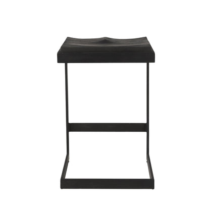 Black Solid Wood & Metal Backless Counter Height Bar Chair