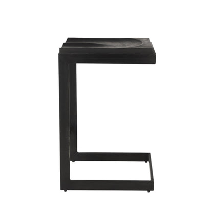 Black Solid Wood & Metal Backless Counter Height Bar Chair