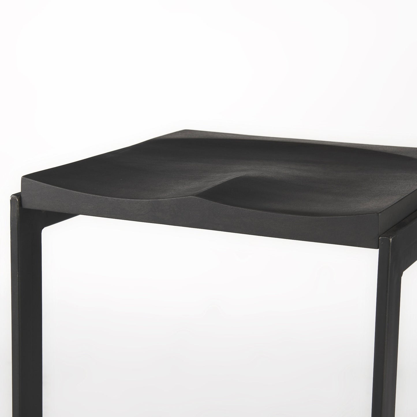 Black Solid Wood & Metal Backless Counter Height Bar Chair