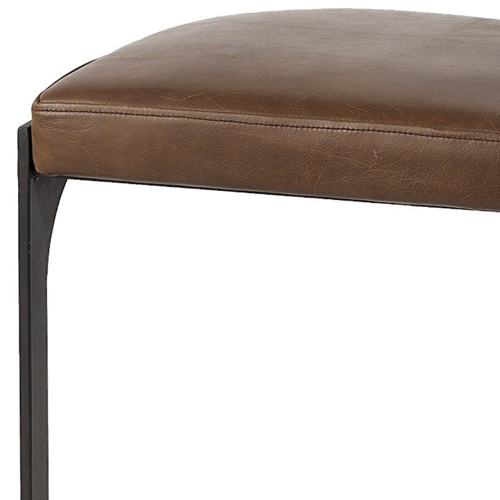 Black Leather & Metal Backless Bar Chair