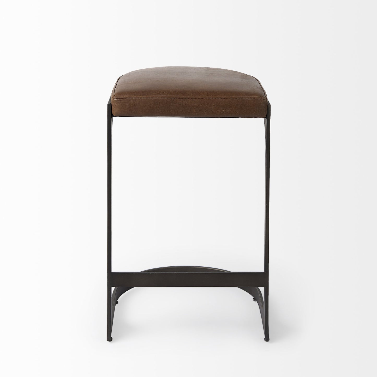 Sterling Black Leather & Metal Backless Bar Chair