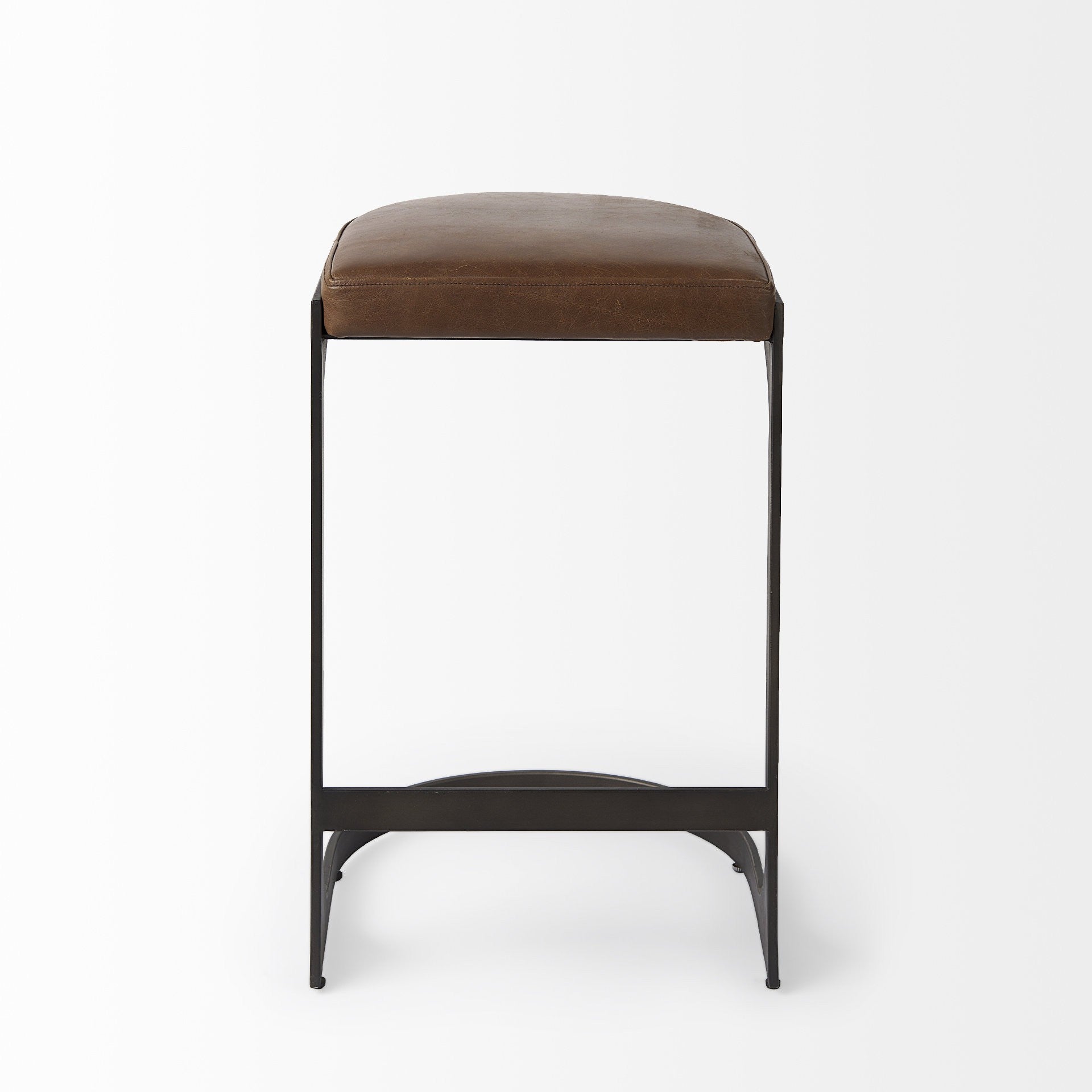 Sterling Black Leather & Metal Backless Bar Chair