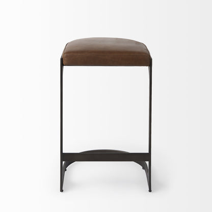 Sterling Black Leather & Metal Backless Bar Chair