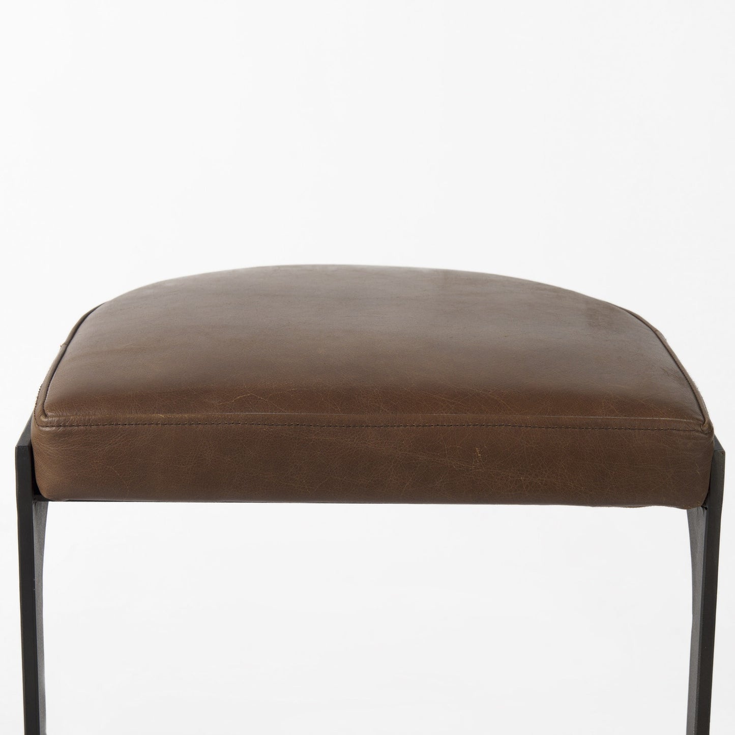 Black Leather & Metal Backless Bar Chair