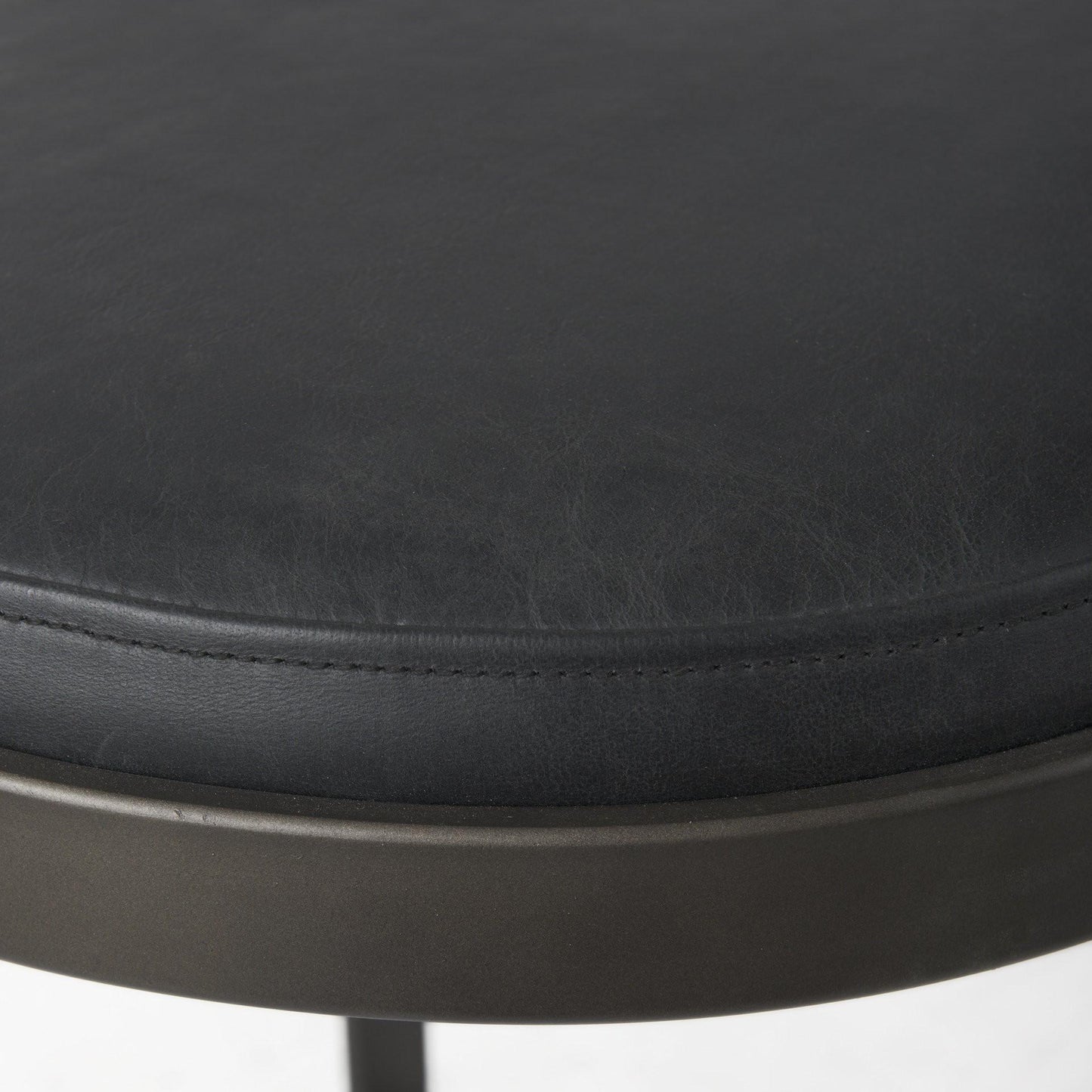 Black Faux Leather & Metal Backless Bar Chair