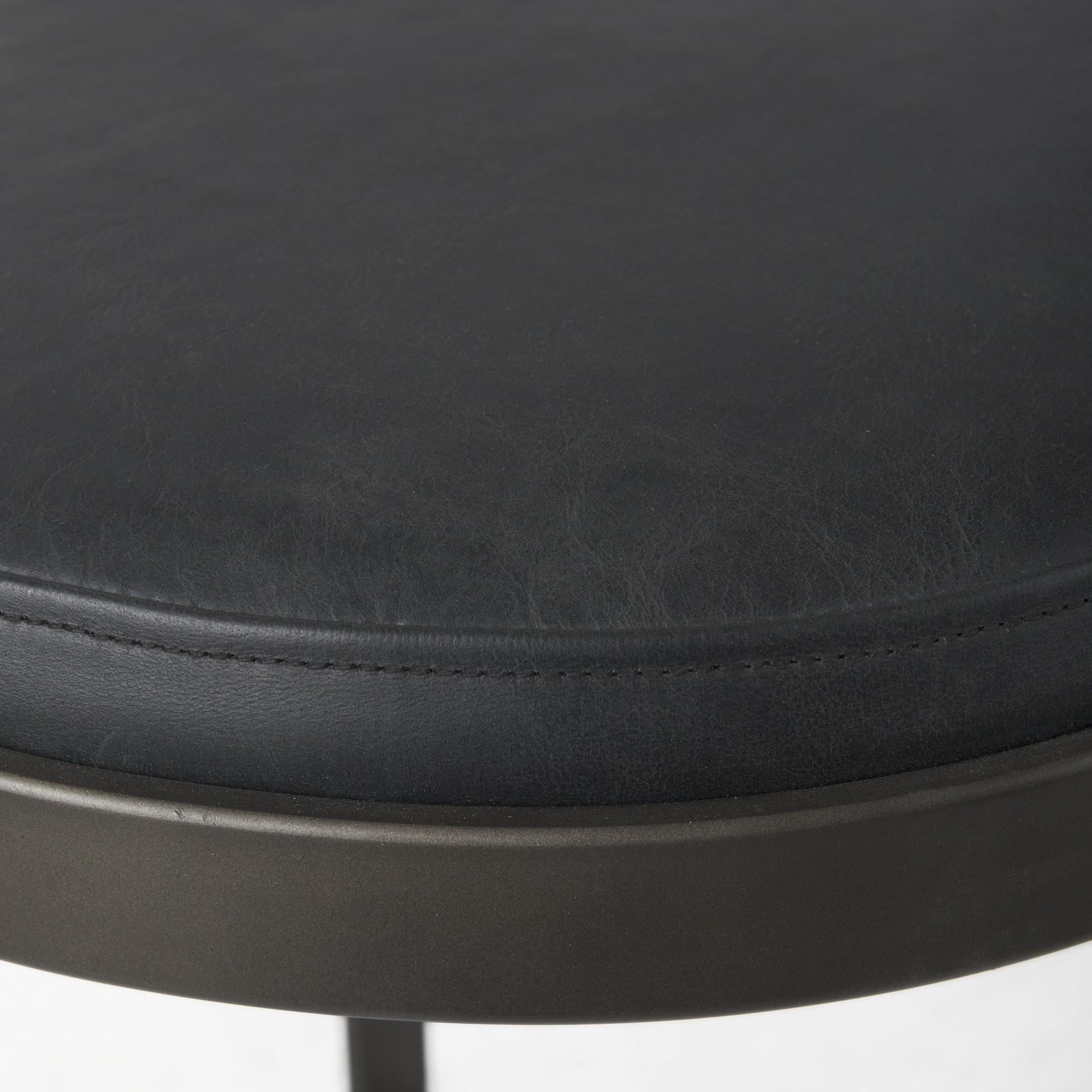 Black Faux Leather & Metal Backless Bar Chair