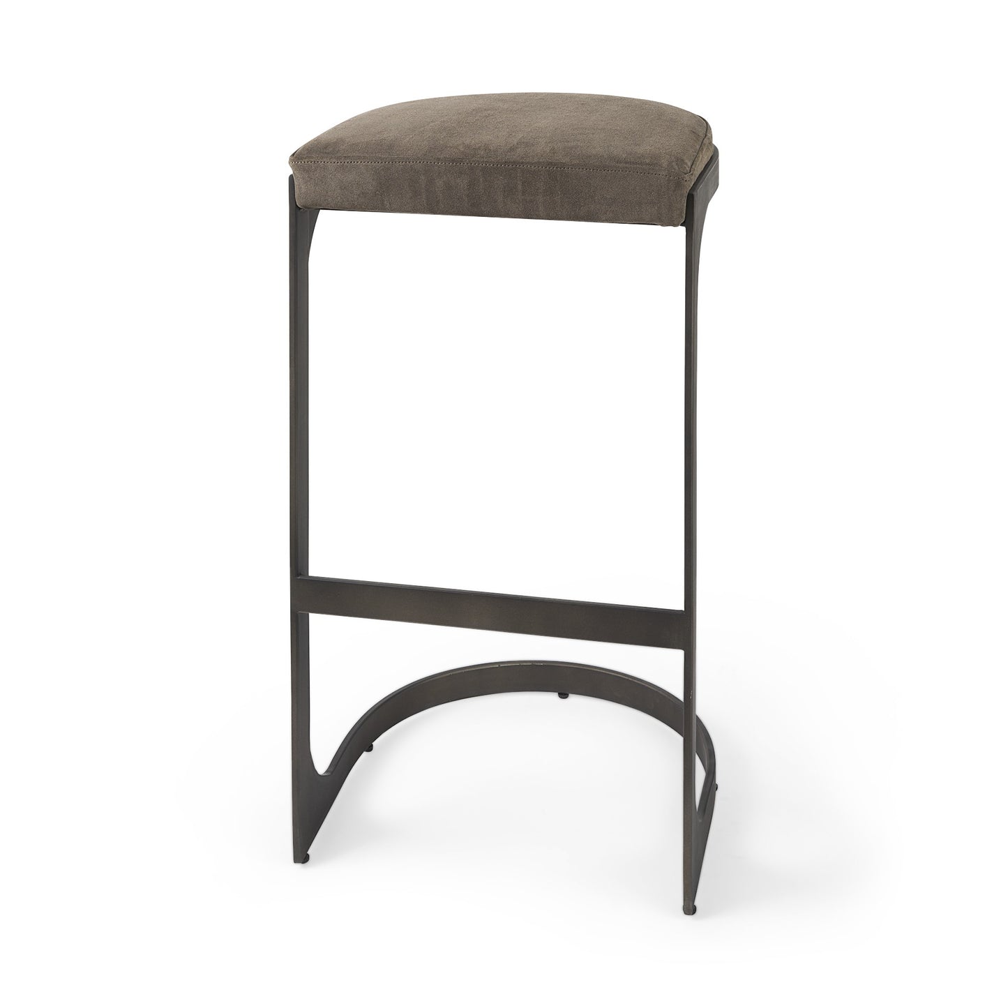 Black Leather & Metal Backless Bar Chair