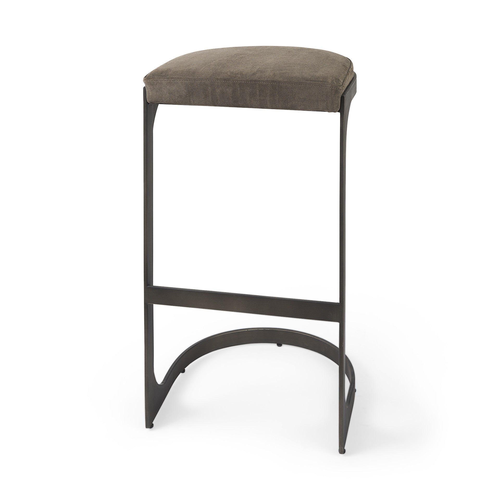 Black Leather & Metal Backless Bar Chair