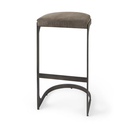 Black Leather & Metal Backless Bar Chair