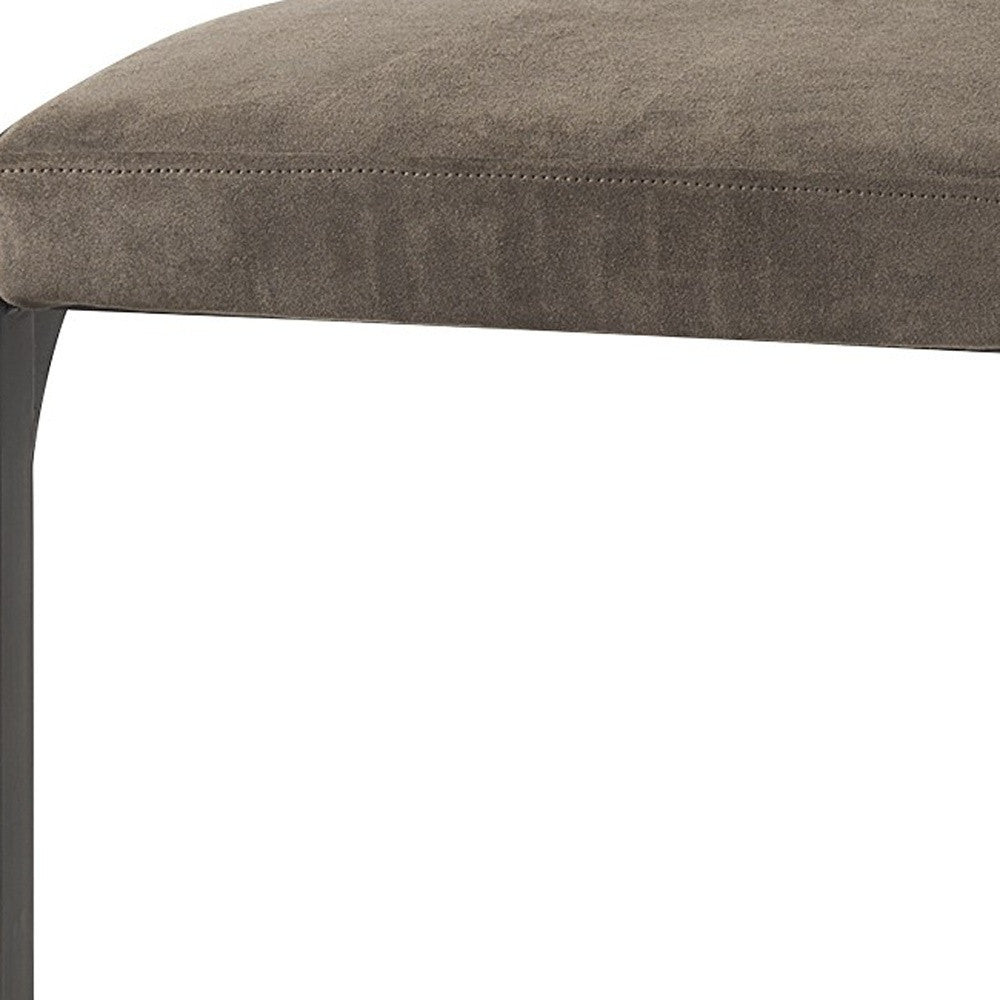 Black Leather & Metal Backless Bar Chair