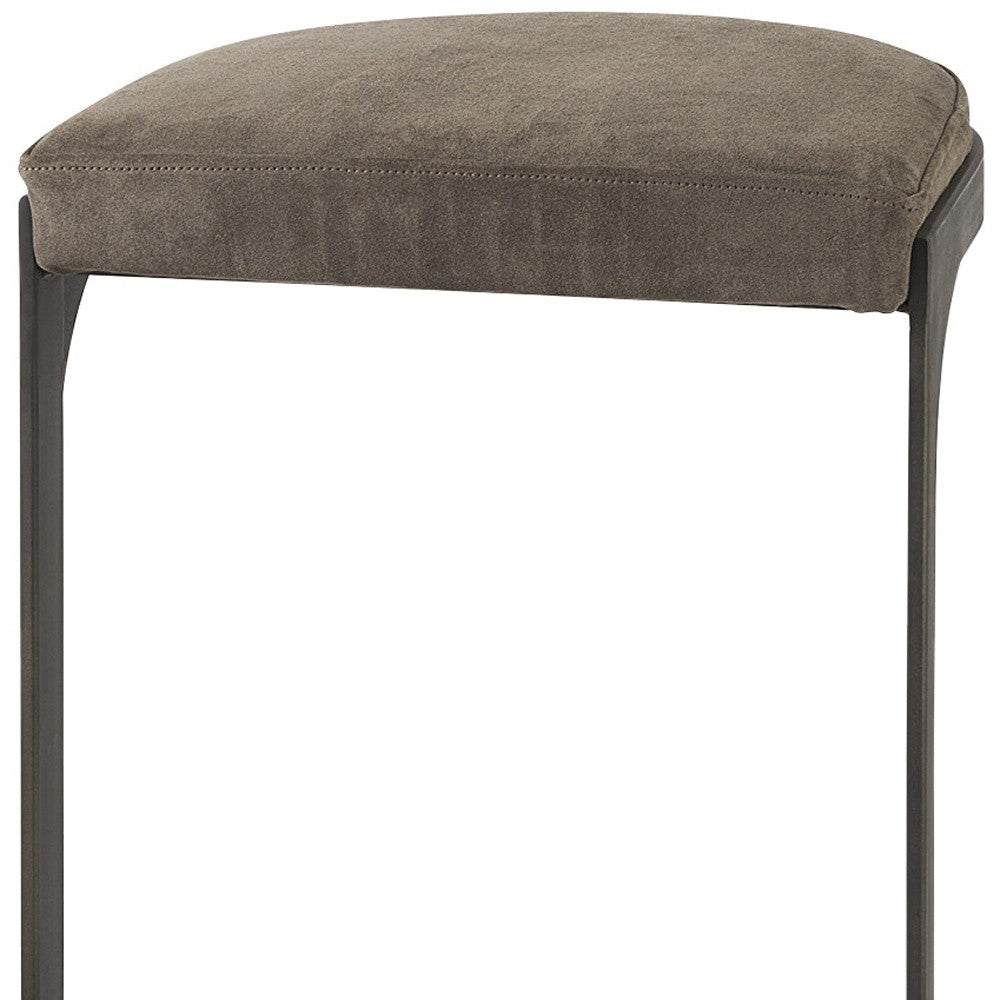Black Leather & Metal Backless Bar Chair
