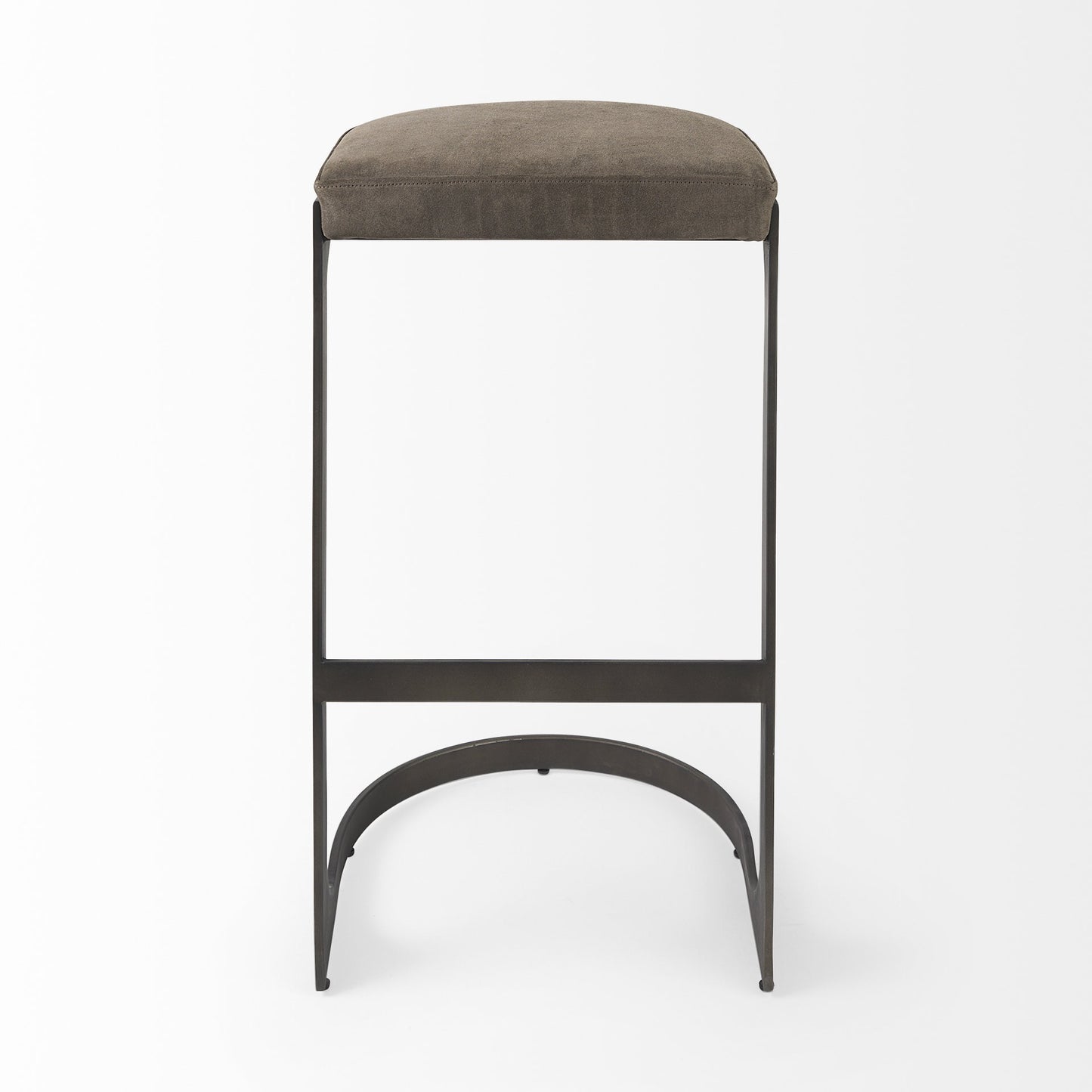 Rowan Black Leather & Metal Backless Bar Chair